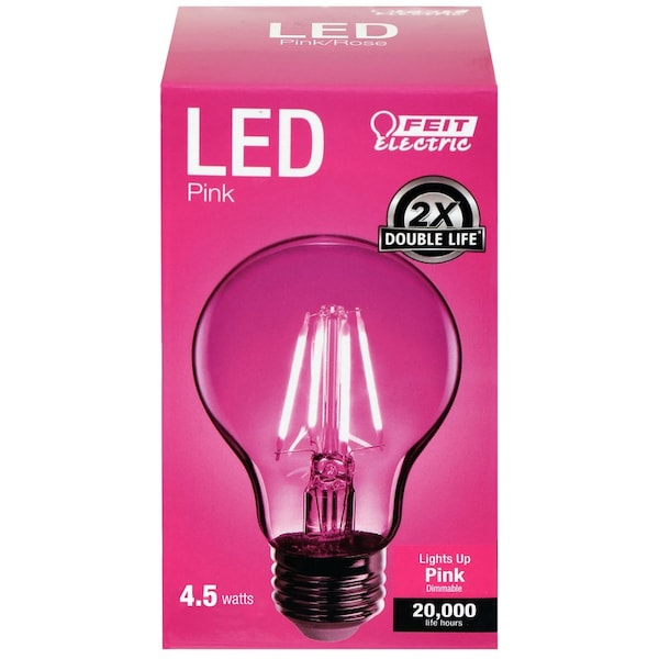 Feit Electric Feit A19 E26 (Medium) Filament LED Bulb Pink 30 Watt Equivalence 1 pk A19/TPK/LED - main